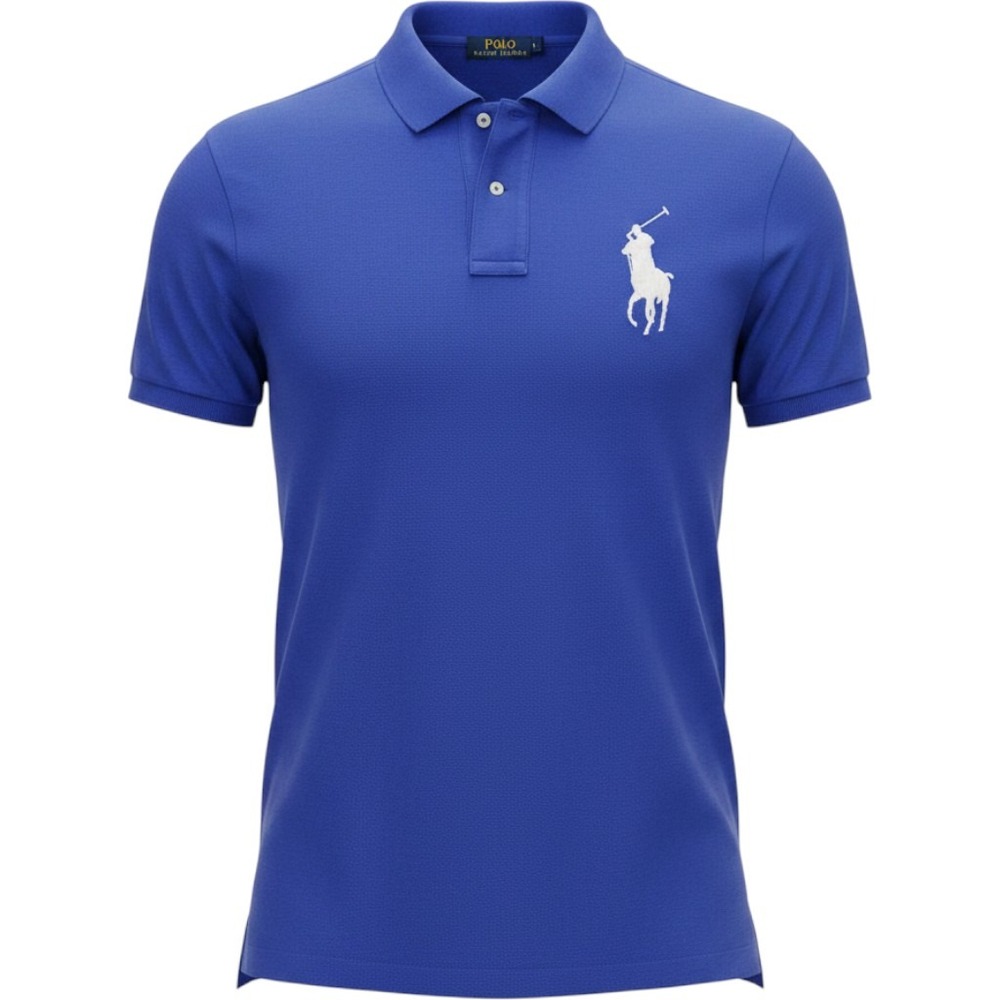 VTG Polo Ralph Lauren Big Pony Polo Shirt Mens 3XLT Blue Short Sleeve Casual